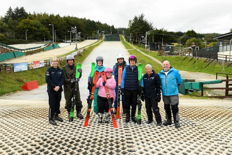 Team Ireland Special Olympics alpine ski team and coaches from left Jane McDowell, Clive Healy, Lorraine Whelan, Lucy Best, Caolan McConville and Donal Brennan, Jill Coulter-Sloan and Glyn Williamson pictured at training