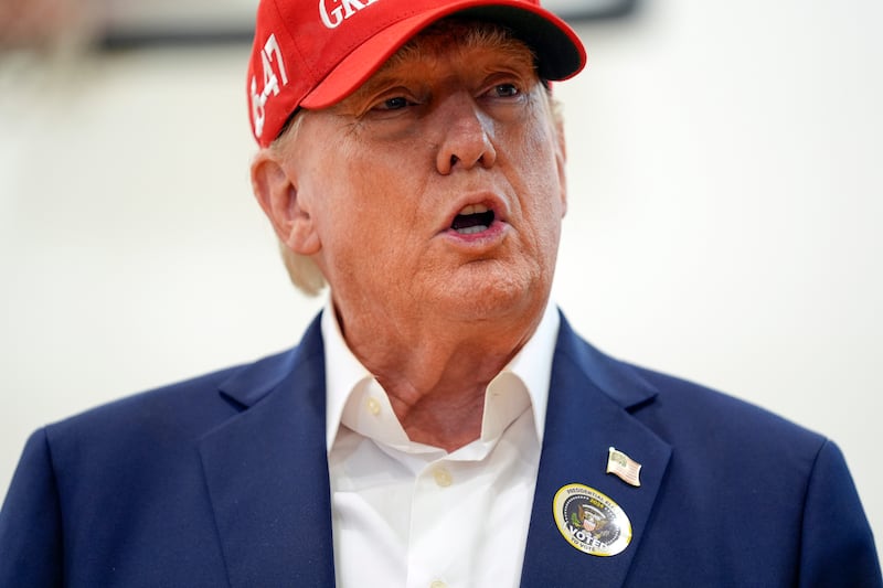 Republican presidential nominee former President Donald Trump speaks after voting on Election Day (AP/Evan Vucci)