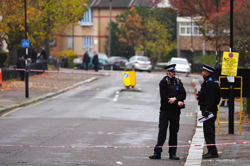 Police at the scene near Wells Park Road in Sydenham, south-east London after the shooting of three people, including fatal victim, Curtis Green