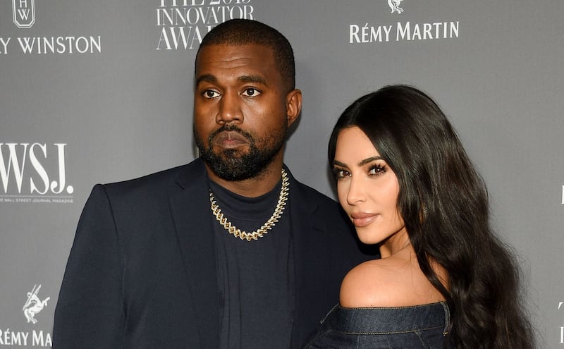 Kanye West, left, and Kim Kardashian 