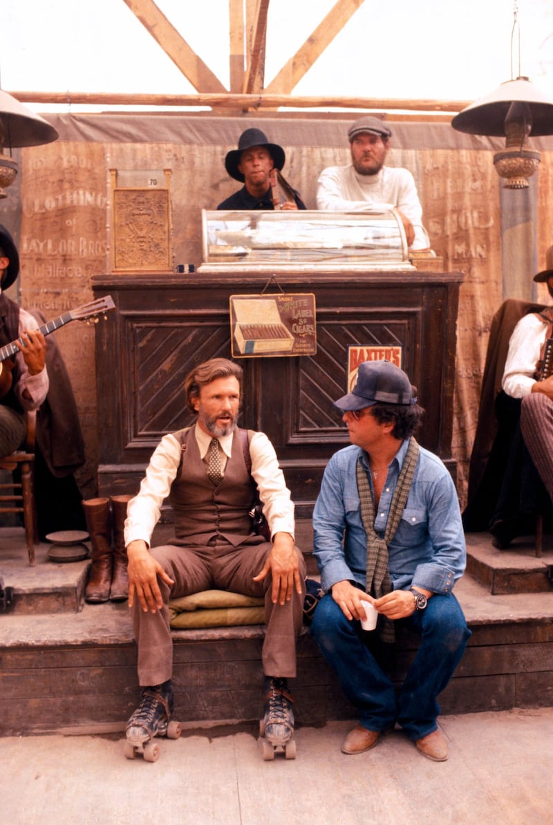 Kris Kristofferson and Michael Cimino on the set of Heaven's Gate