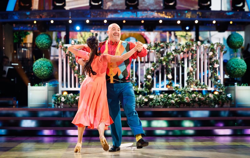 Katya Jones and Wynne Evans, pictured performing on Strictly, apologised after a ‘joke’ between them was widely shared on social media