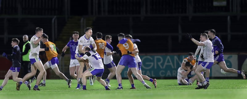 Ballinderry Darren Lawn (13) who scored the winning point against Arva during the Ulster Club Intermediate Football Championship final played at Healy Park