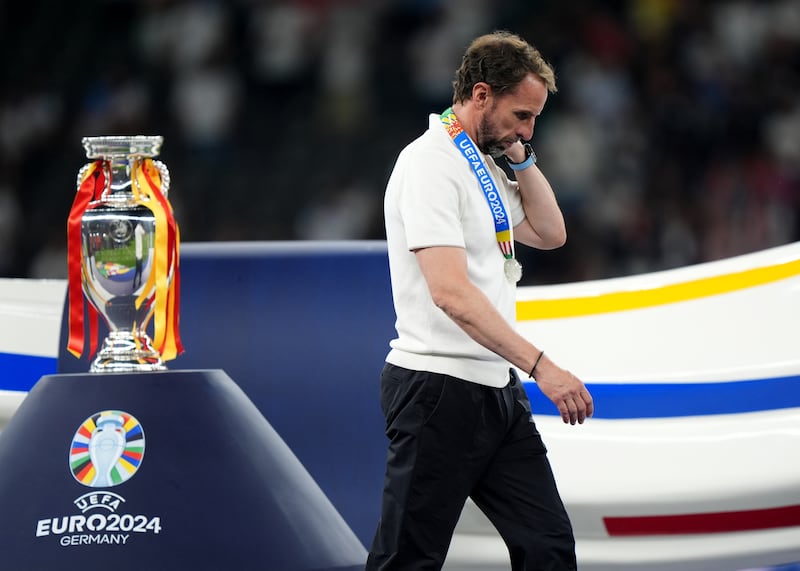 England manager Gareth Southgate left after the Euros final defeat by Spain