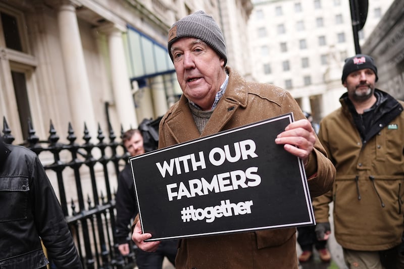 Jeremy Clarkson arrives in central London to join the farmers protesting over the changes to inheritance tax