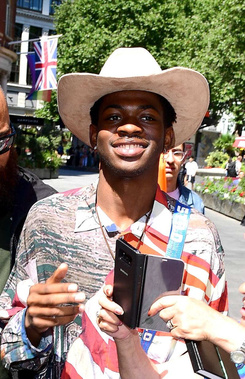 Lil Nas X arriving at Global Radio