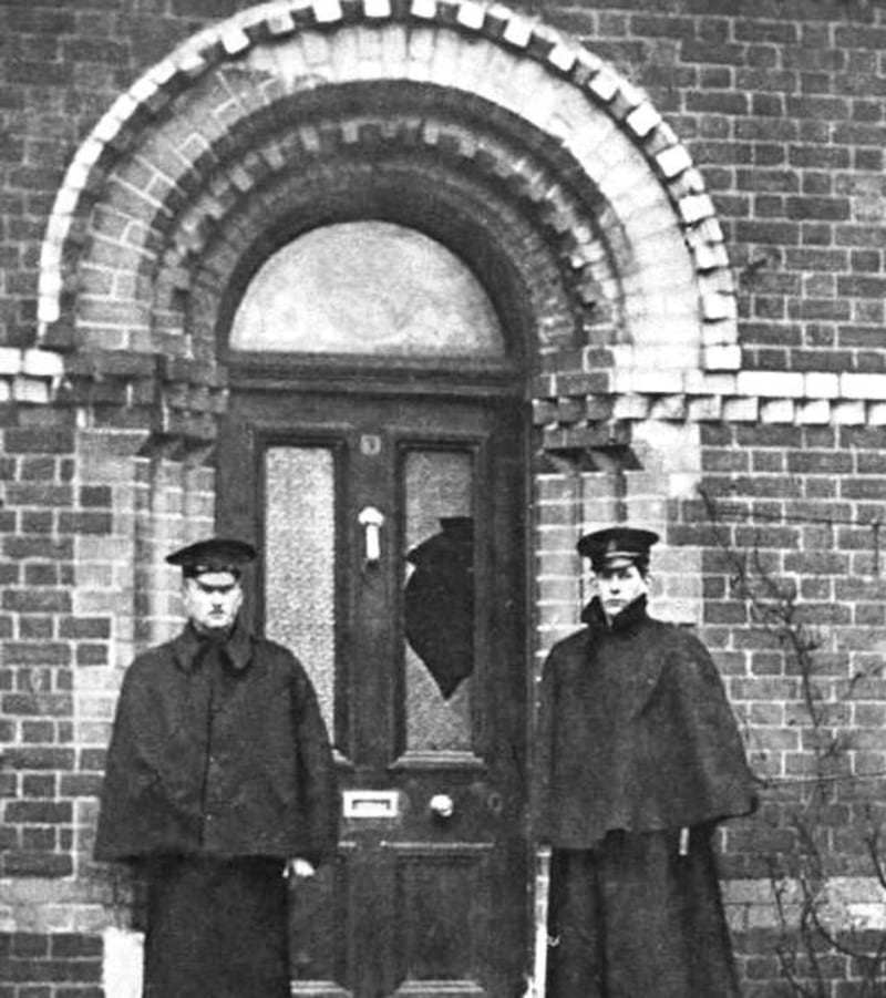 Royal Irish Constabulary officers outside Kinnaird Terrace in the wake of the murders