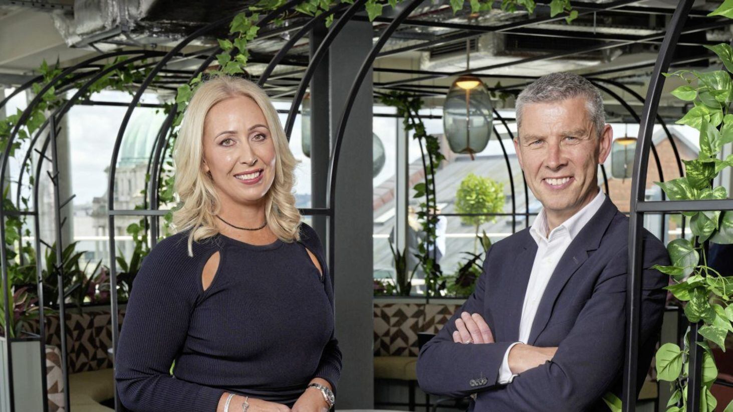New PwC Northern Ireland regional market leader Caitroina McCusker with her predecessor Kevin MacAllister, who retires on July 1 