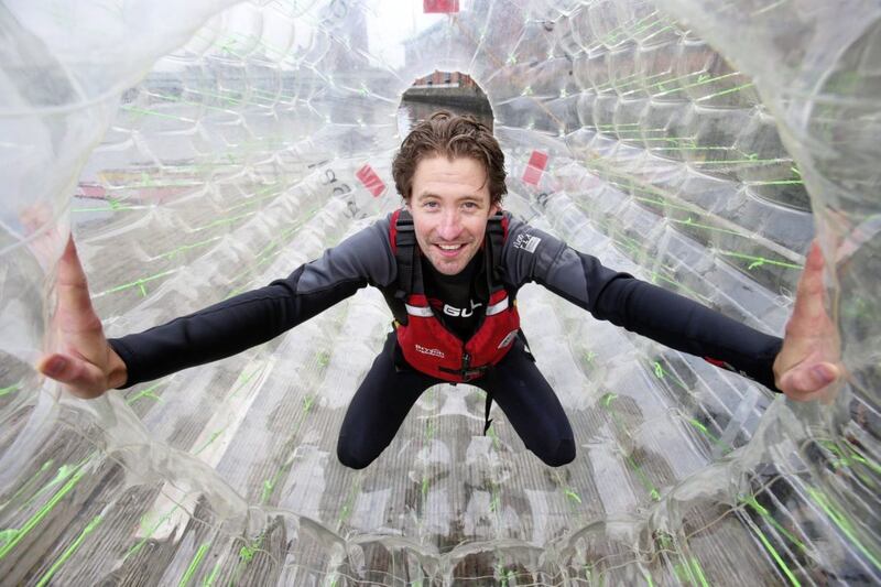 Actor Shaun Blaney comes up the Lagan in a bubble to promote a new play that tells the extraordinary life of Guildford Four prisoner Gerry Conlon. The play is written by Martin Lynch and Richard O&#39;Rawe and will be on at the Lyric Theatre from November 2-14. Picture by Mal McCann 