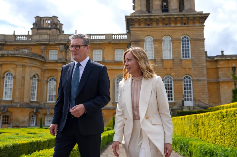 Prime Minister Sir Keir Starmer with Italy’s Prime Minister Georgia Meloni during a bilateral meeting at the European Political Community summit at Blenheim Palace