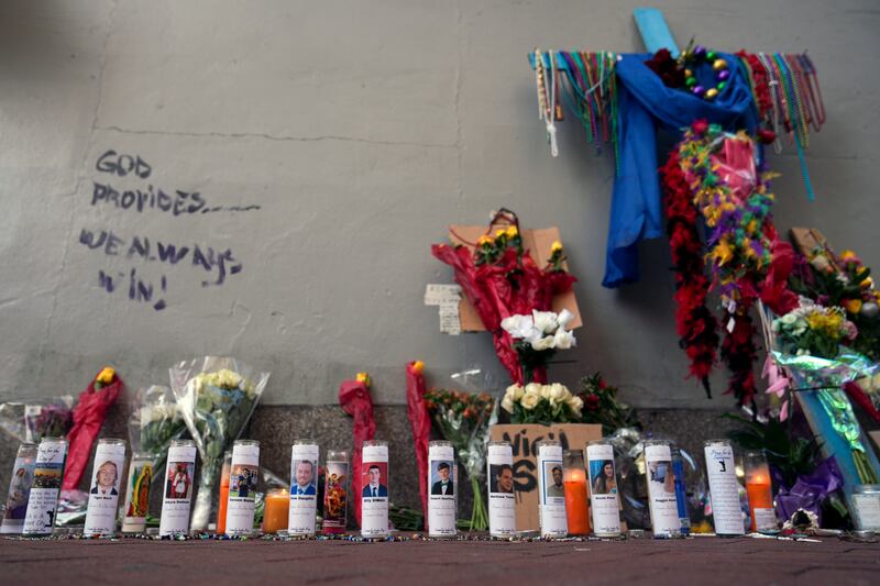 A memorial for the victims of a deadly New Year’s Day truck attack in the French Quarter of New Orleans (George Walker IV/AP)