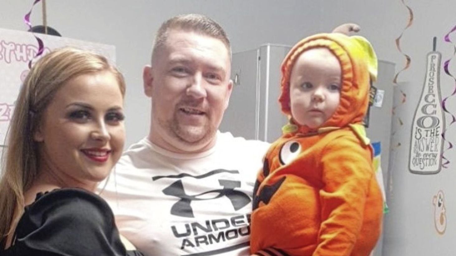 Mark Hall with his partner Sabrina Wilde (pregnant with their second child) and their young child Freya Joanne Hall 