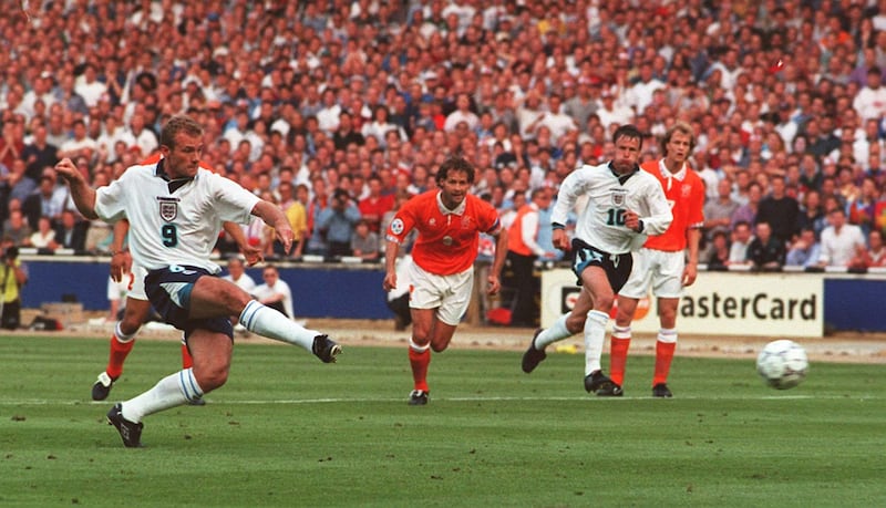 Alan Shearer scores from the spot