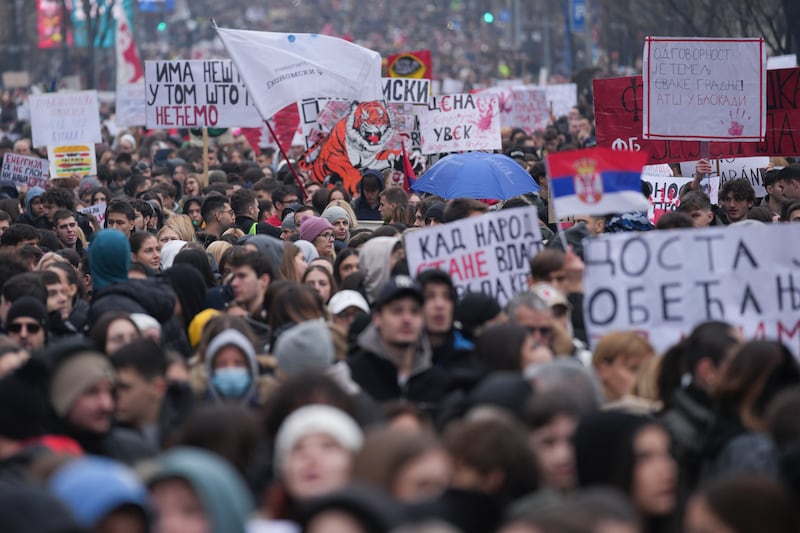 University students joined calls for a general strike (AP)