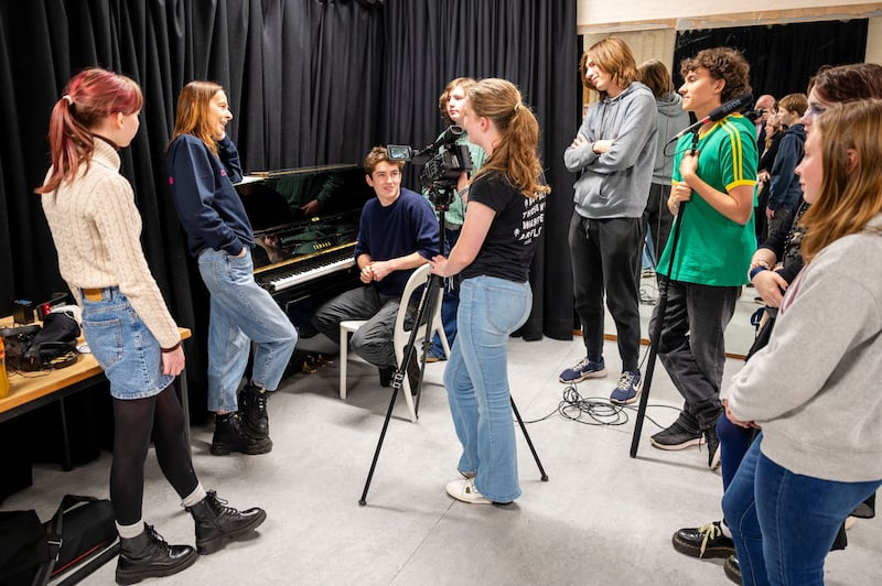 Kate Dickie meets students from the Junior Conservatoire of Drama, Production and Film at the Royal Conservatoire of Scotland in her new role as patron.