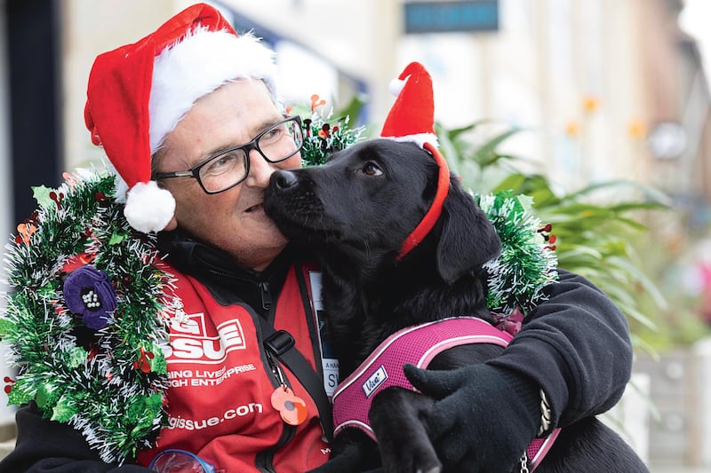 Nick Cuthbert with his dog Bracken in Truro, Cornwall