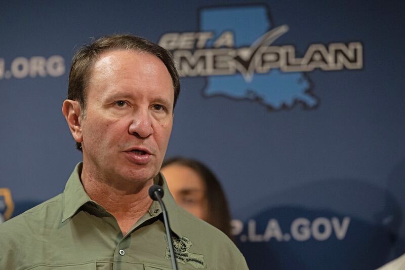 Louisiana governor Jeff Landry urged people to take care (Hilary Scheinuk/The Advocate via AP)