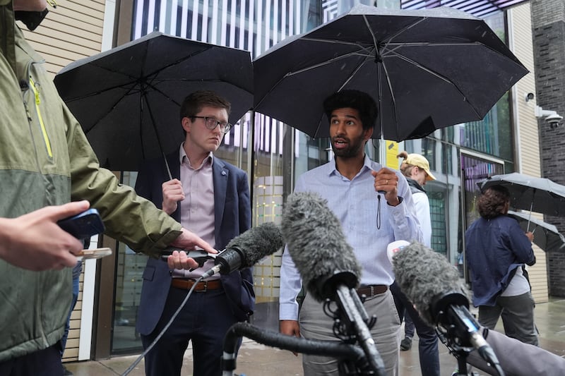 Dr Robert Laurenson, left, and Dr Vivek Trivedi, co-chairmen of the BMA’s junior doctors committee met with the Health Secretary on July 9