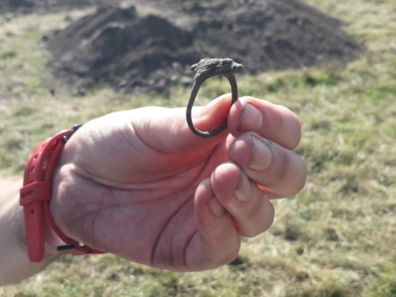 A shot of the Pictish ring shortly after it was excavated.