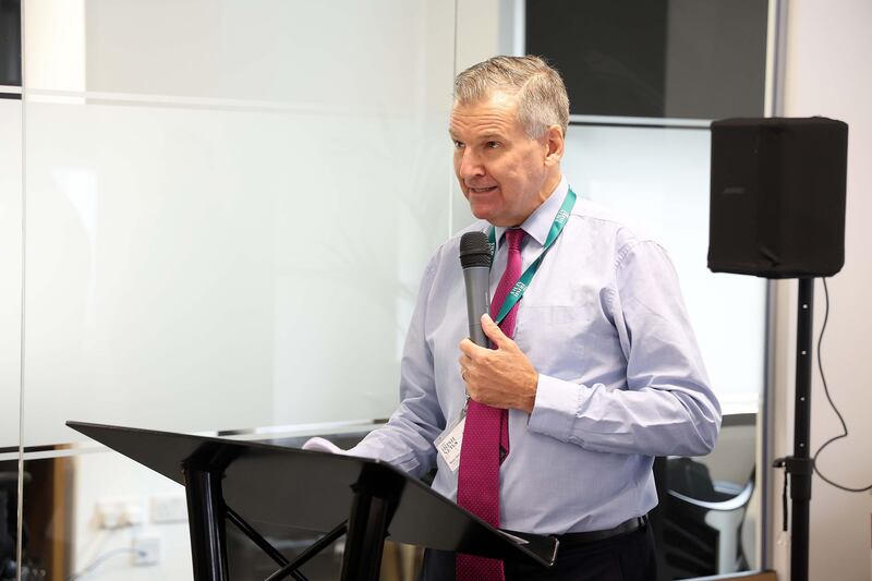 Irish News editor Noel Doran speaks at the official launch of the IntoMedia offices. Picture by Mal McCann