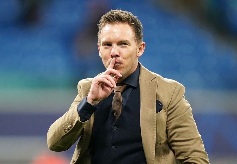 RB Leipzig manager Julian Nagelsmann celebrates his side’s victory during a Champions League tie against Tottenham