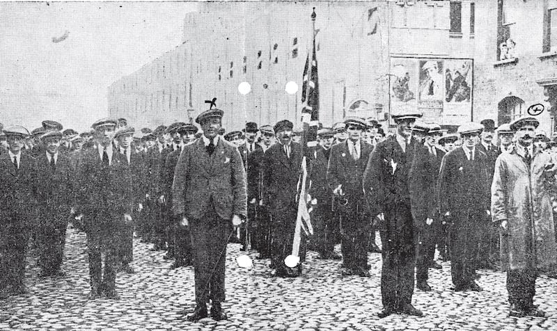 IRA intelligence photograph of David Duncan, marked X, centre. (Courtesy of UCD Archives)