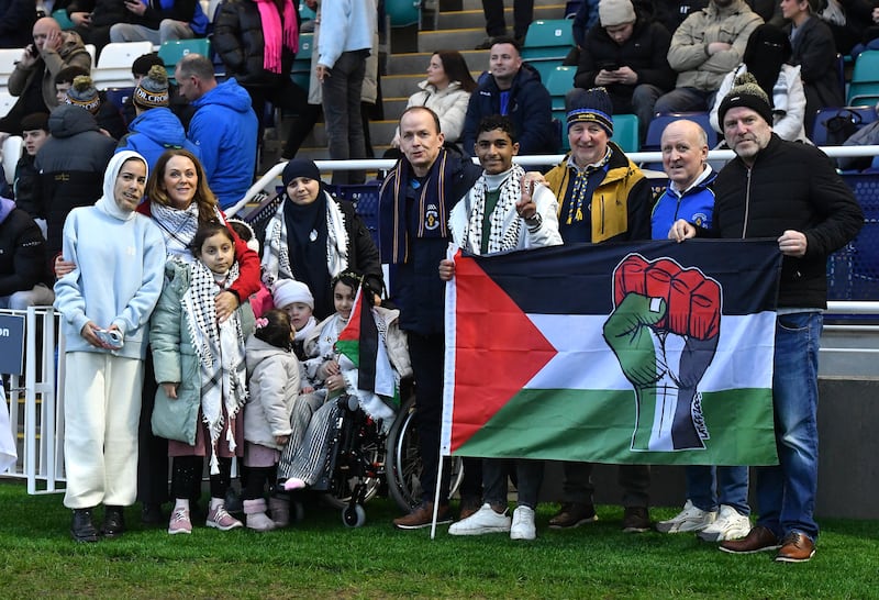 Sunday 12th January 2025
Errigal Ciaran officials with Gaza natives at half time in the All Ireland Club Senior championship Semi Final at St Conleth’s Park Newbridge, Co. Kildare. Picture Oliver McVeigh