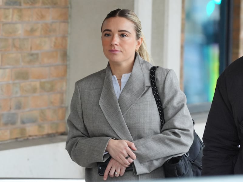 Kristie Mewis, the partner of Chelsea and Australia striker Sam Kerr, arrives at court