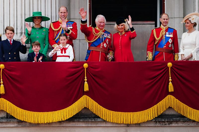 The royal family on the balcony after Trooping the Colour