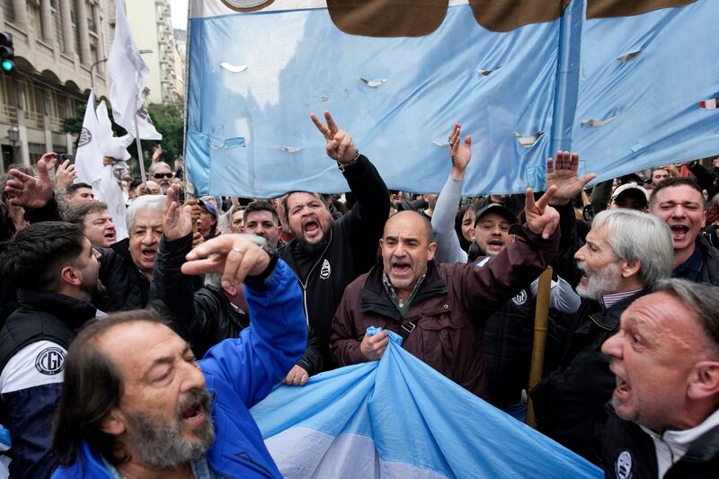 Anti-government protesters in Buenos Aires, Argentina (Natacha Pisarenko/AP)
