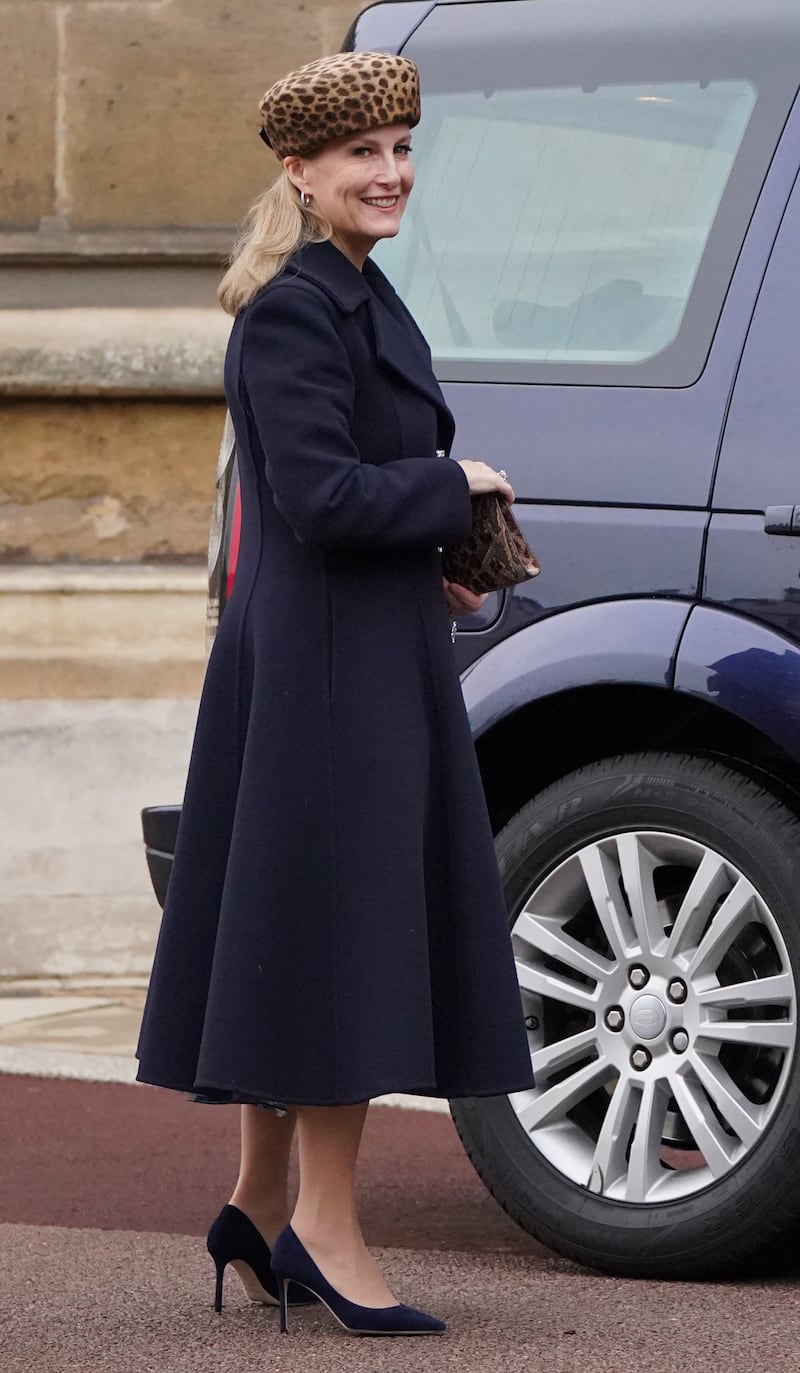 Sophie wore leopard print and Prada to the 2021 Christmas day service