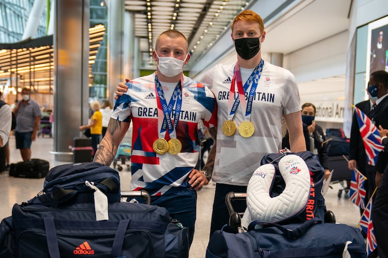 Dean (right) follows in the Strictly footsteps of fellow Olympic swimmer Peaty (left)