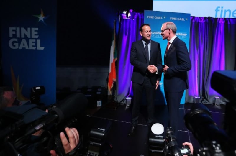 Simon Coveney (right) congratulates Leo Varadkar 