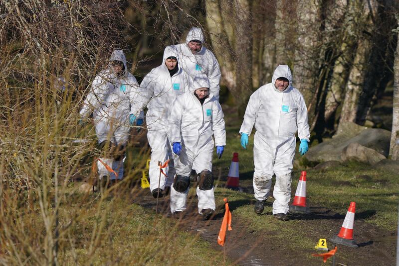 Police at the scene in the Pitilie area on the outskirts of Aberfeldy, Perthshire