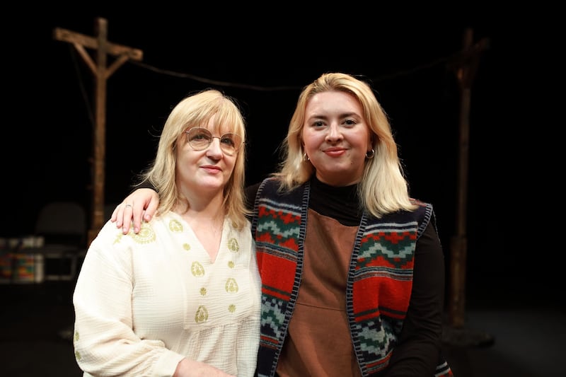 Playwright Caitriona Cunningham with Aoibh Johnson, who plays her in The Marian Hotel