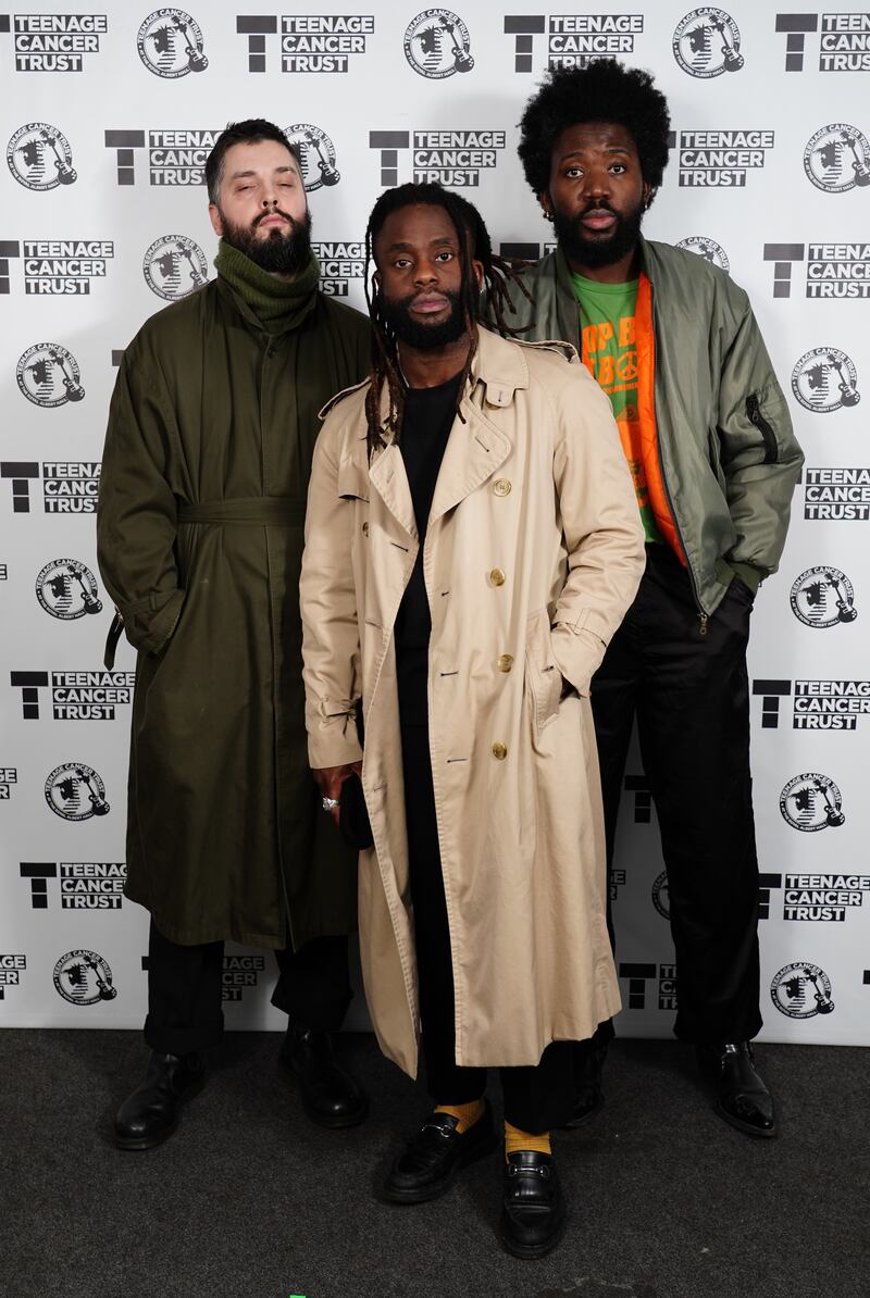 Young Fathers backstage before their performance at the Royal Albert Hall in London