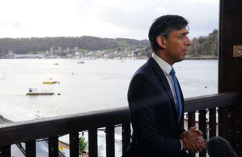 Prime Minister Rishi Sunak in Conwy during a visit to North Wales