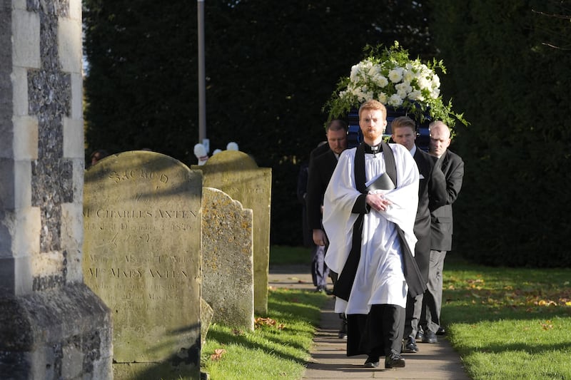 Liam Payne’s coffin is carried by pallbearers