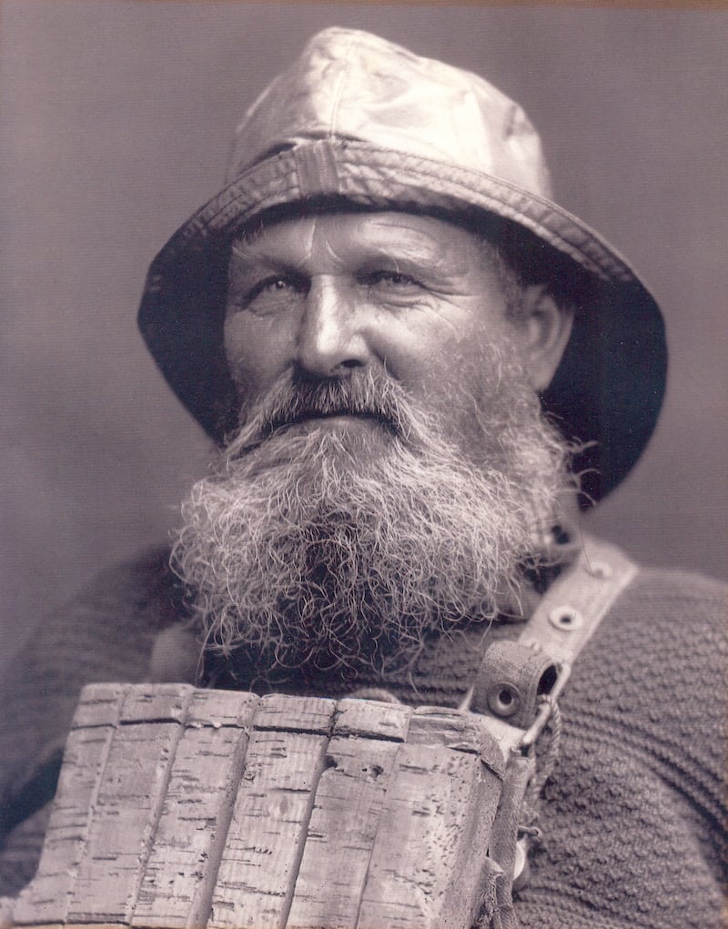 Portrait of Whitby coxswain Henry Freeman wering cork lifejacket.