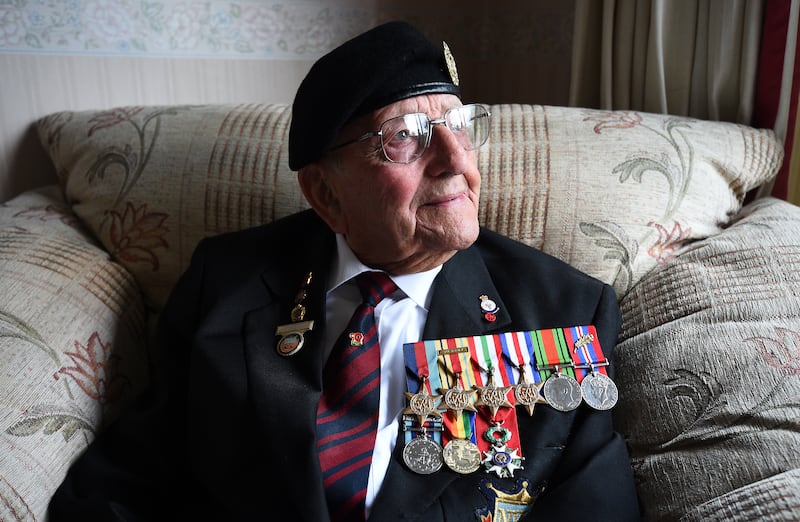 Don Sheppard wearing his campaign medals