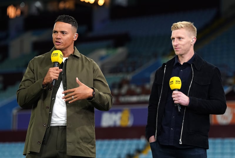 Jermaine Jenas and BBC Sport presenter Ben Mee