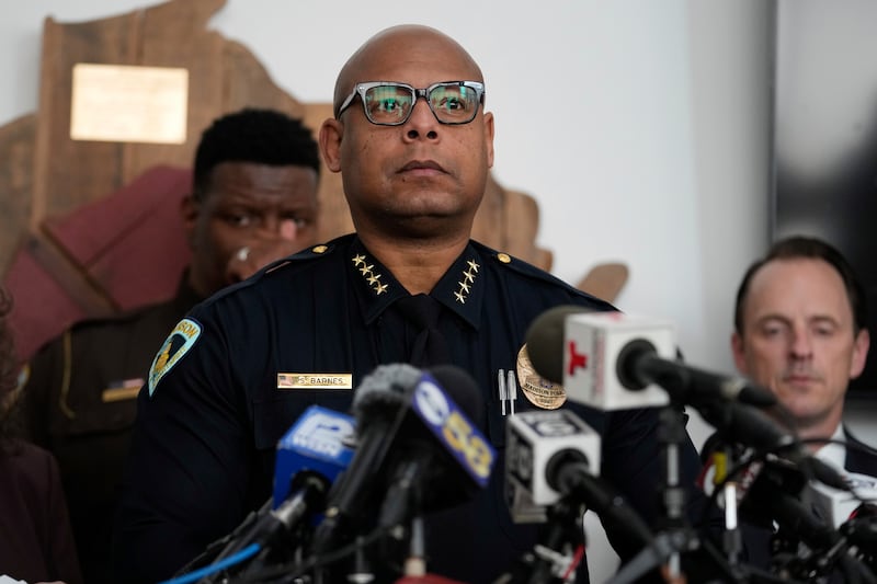 Madison police chief Shon Barnes speaks to the media (Nam Y Huh/AP)