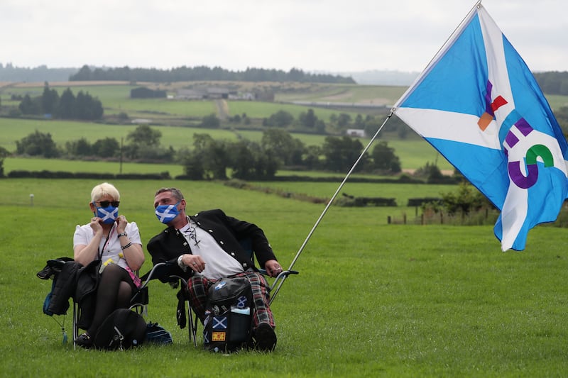 Independence activists demonstrating at the Battle of Bannockburn site