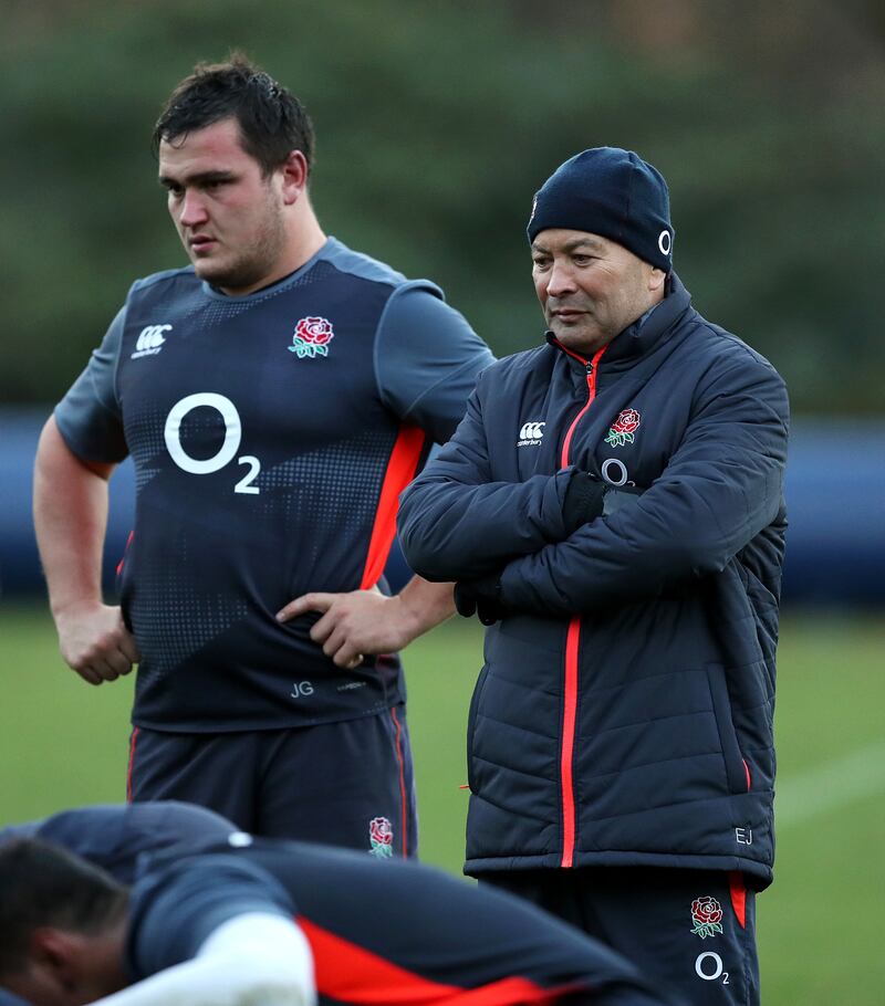 Jamie George (left) was given his first England start by Eddie Jones (right) in 2017