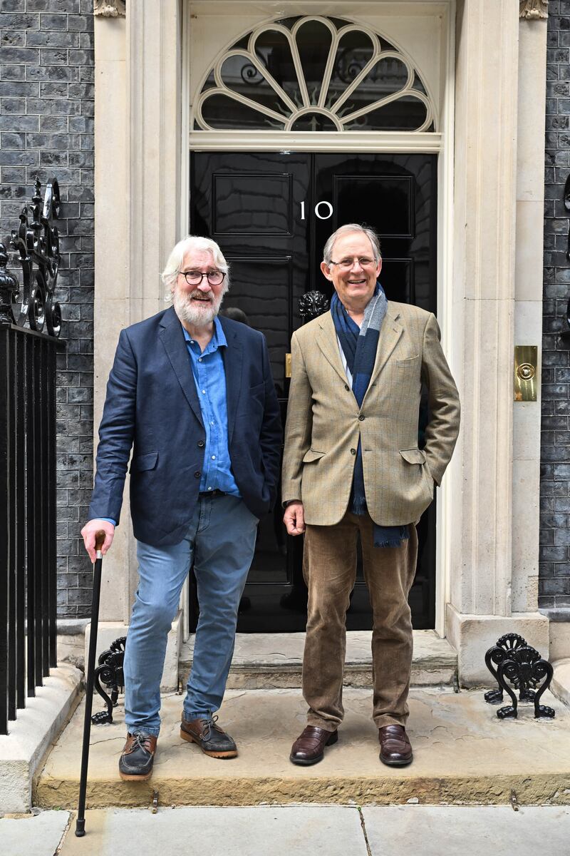 Sir Nicholas Mostyn (right) with fellow co-host of the Movers And Shakers podcast Jeremy Paxman