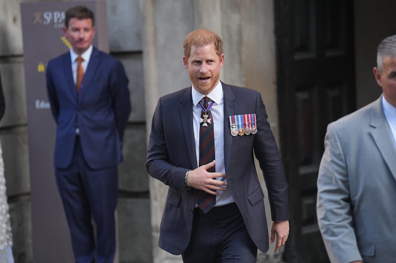 The Duke of Sussex leaving St Paul’s Cathedral after attending the 10th anniversary service of the Invictus Games