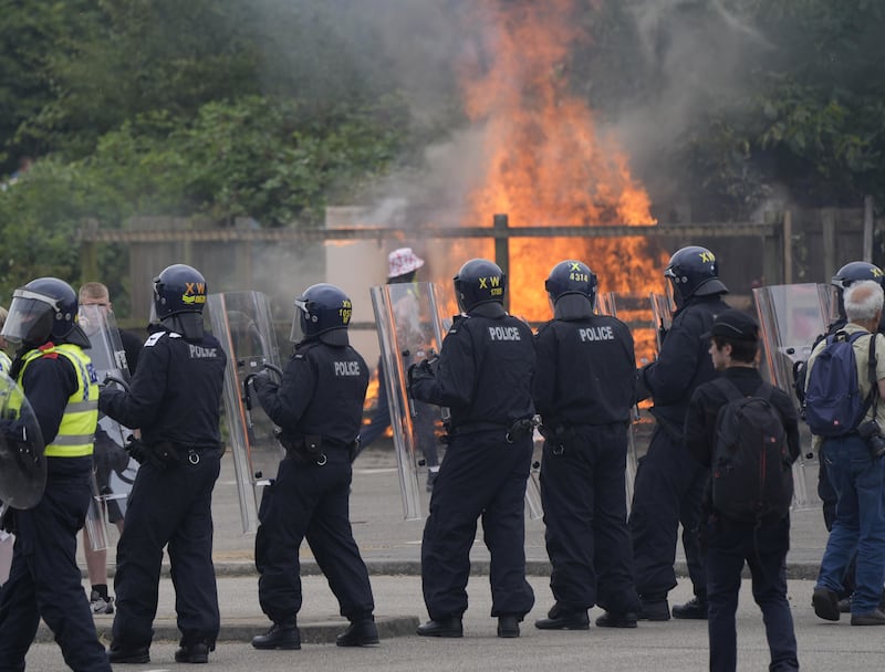 An anti-immigration demonstration took place outside the Holiday Inn Express in Rotherham in August