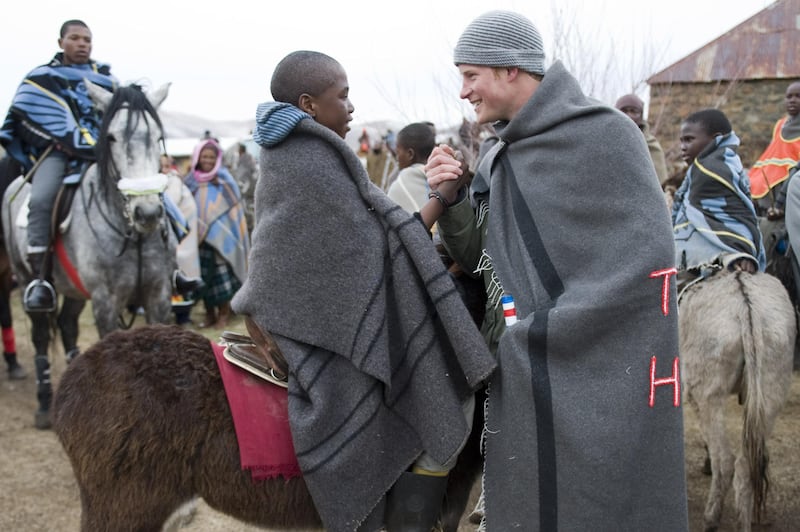 Harry dressed in a traditional Lesotho blanket