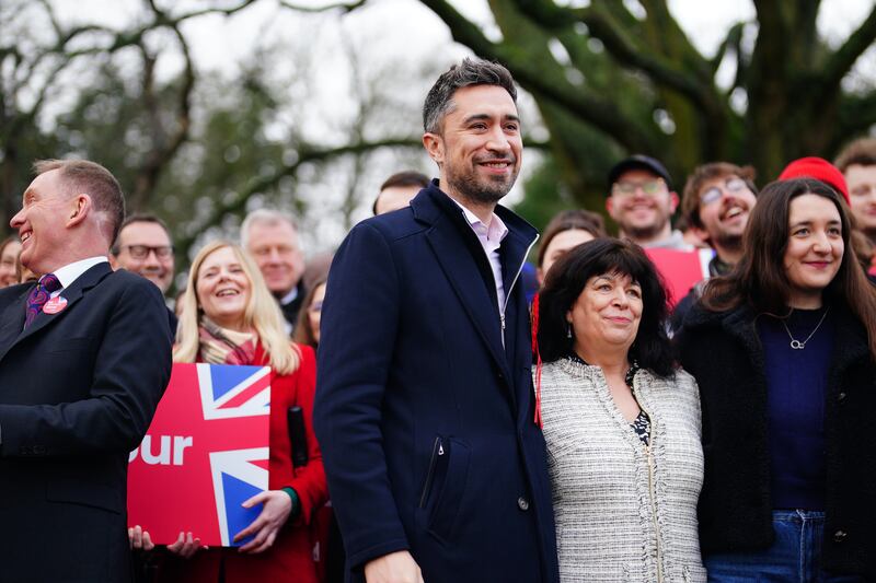 Newly elected Labour MP Damien Egan meets his supporters after being declared winner in the Kingswood by-election