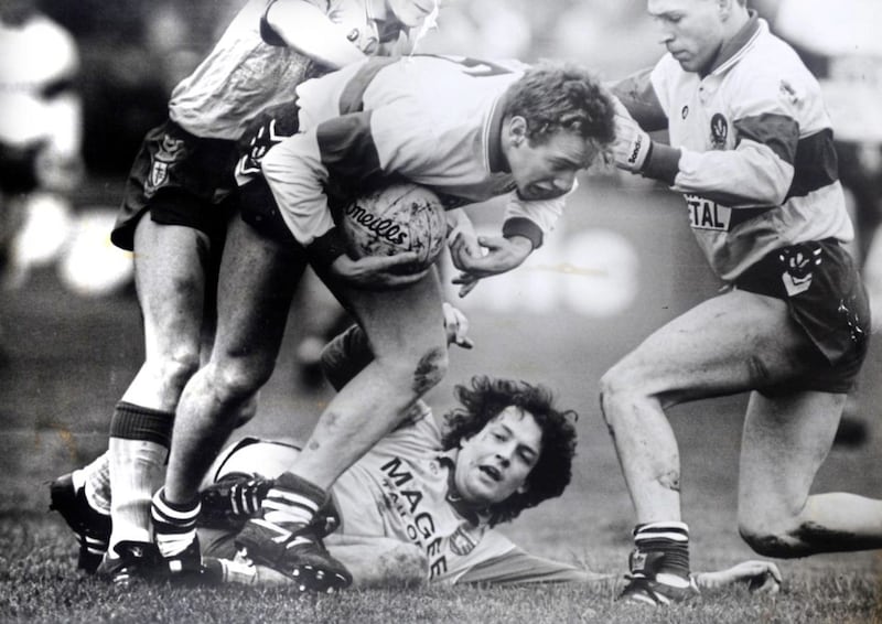 Dethroning the champions: Derry&#39;s Karl Diamond and Donegal&#39;s Barry Cunningham clash in the 1993 Ulster final 